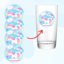 Einhorn - Aufkleber mit Namensfeld für Trinkgläser