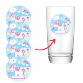 Einhorn - Aufkleber mit Namensfeld für Trinkgläser