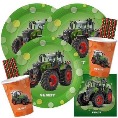 84-teiliges Party-Set Traktor - Teller Becher Servietten Trinkhalme für 20 Personen