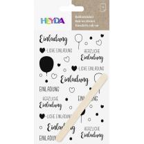 Rubbelsticker Rub-on "Einladung" schwarz