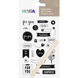 Rubbelsticker Rub-on "For You" schwarz