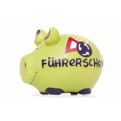 KCG Kleinschwein Keramik Sparschwein - Führerschein -  ca. 12 cm x 9 cm