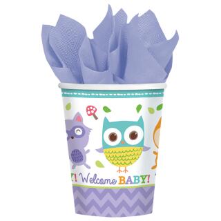 32-teiliges Party-Set Welcome Baby Waldtiere Eule Fuchs - Teller Becher Servi...