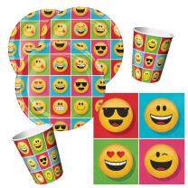 32-teiliges Party-Set Emojions - Teller Becher Servietten für 8 Kinder