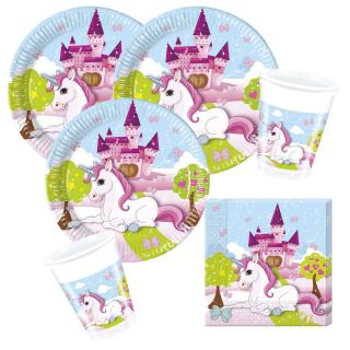 36-teiliges Party-Set Einhorn (Procos) - Unicorn - Teller Becher Servietten für 8 Kinder