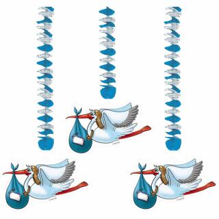 Baby - Spiralen mit Storch, blau