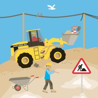 36-teiliges Party-Set - Baustelle - Teller Becher Servietten mit Bagger und Radlader  für 8 Kinder