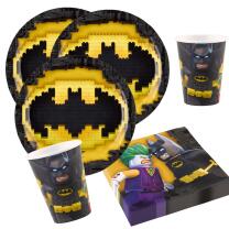 36-teiliges Party-Set Lego Batman - Teller Becher Servietten für 8 Kinder