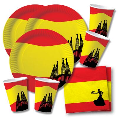 60-teiliges Party-Set Spanien - Teller Becher Servietten für 20 Personen