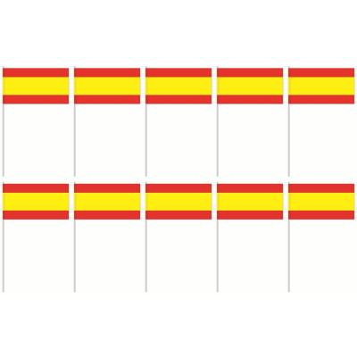 Spanien - 10 Papierflaggen Fähnchen 12 x 21 cm , Stab 39 cm
