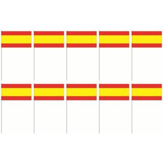 Spanien - 10 Papierflaggen Fähnchen 12 x 21 cm , Stab 39 cm