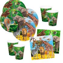 36-teiliges Party-Set (Folat) wilde Tiere - Safari  -...