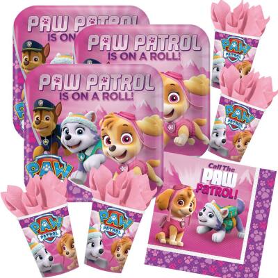 52-teiliges Party-Set Paw Patrol Pink - Teller Becher Servietten für 16 Kinder