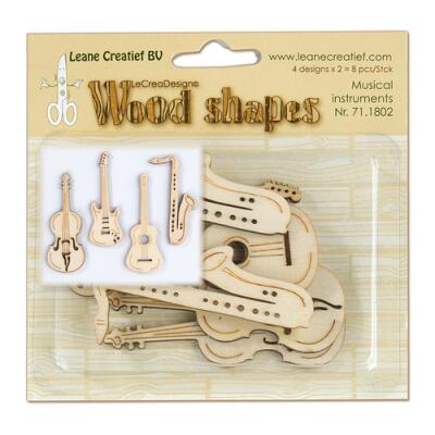 Leane Creatief Wood shapes - Holzformen - Musikinstrumente  - 8 Stück