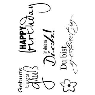 Efco (203) clear stamps Stempel Set - Happy birthday - Geburtstagsgruß - Ich denk an dich