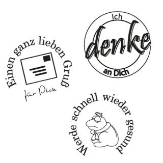 Efco (221) clear stamps Stempel Set - Ich denke an dich - Werde schnell wieder gesund - Einen ganz lieben Gruß für dich