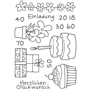 Efco (230) clear stamps Stempel Set - Einladung - Herzlichen Glückwunsch