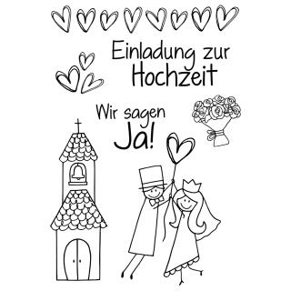 Efco (234) clear stamps Stempel Set - Einladug zur Hochzeit - Wir sagen Ja