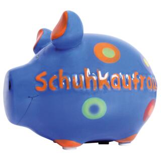 KCG Kleinschwein Keramik Sparschwein - Schuhkaufrausch -  ca. 12 cm x 9 cm