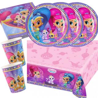 37-teiliges Party-Set Shimmer und Shine - Teller Becher Servietten Tischdecke für 8 Kinder