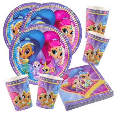 52-teiliges Party-Set Shimmer und Shine - Teller Becher Servietten  für 16 Kinder