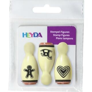 Stempel-Figuren - 3 Holz - Stempel vanille - Lebkuchen  Motivgröße 1,2 cm