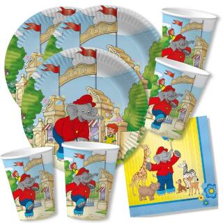 52-teiliges Party-Set - Elefant Benjamin Blümchen - Teller Becher Servietten  für 16  Kinder