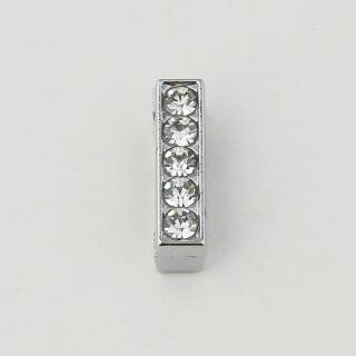 Schiebeperlen Buchstaben Alphabet 12 mm  silberfarben mit Strass I