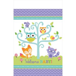 Tischdecke  Welcome Baby Waldtiere Eule Fuchs -  137 x 259 cm