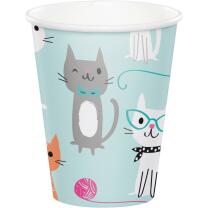 32-teiliges Party-Set Katze - Kätzchen - Teller Becher Servietten für 8 Kinder