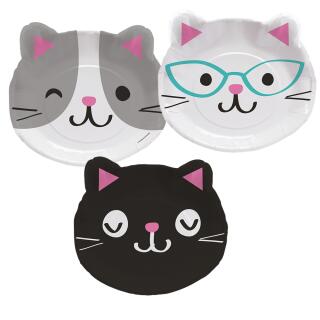 Katze - Kätzchen  -  Formteller, Pappteller - 8 Stück