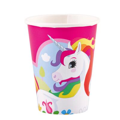 Einhorn (Amscan) - 8 Becher - Pappbecher 0,25 l