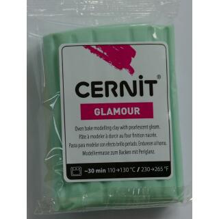 Cernit Polymer - Modelliermasse Glamour - mit Permutt- oder Metallic-Effekt, 56 g - Auswahl 611 / hellgrün