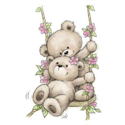 Wild Rose Studio CL504  Stempel clear stamp Bears on Swing - schaukelnde Bären