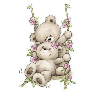 Wild Rose Studio CL504  Stempel clear stamp Bears on Swing - schaukelnde Bären