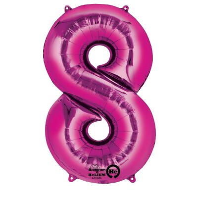 Anagram Folienballon Zahl  86 cm  pink - Auswahl 8