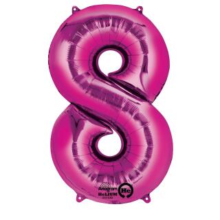 Anagram Folienballon Zahl  86 cm  pink - Auswahl 8