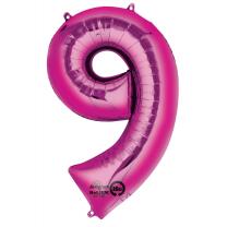 Anagram Folienballon Zahl  86 cm  pink - Auswahl 9