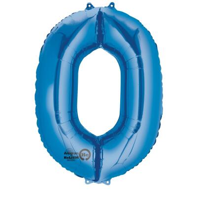 Anagram Folienballon Zahl  86 cm  blau - Auswahl 0