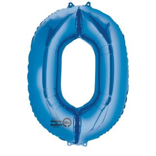 Anagram Folienballon Zahl  86 cm  blau - Auswahl 0