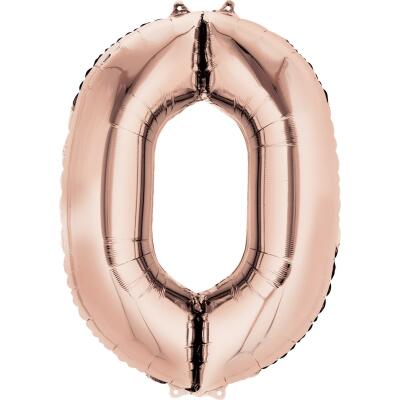 Anagram Folienballon Zahl  86 cm  rose gold - Auswahl 0