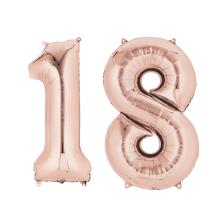 Anagram Folienballon Zahl  86 cm  rose gold - Auswahl 18