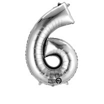 Anagram Folienballon Zahl  86 cm  silber - Auswahl 6