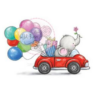 Wild Rose Studio CL449 Stempel clear stamp Bella in Car - Elefant im Auto