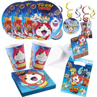 58-teiliges Party-Set Yo-kai Watch - Teller Becher Servietten Partytüten Einladungen Dekospiralen  für 8  Kinder