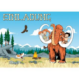 Steinzeit Party -  Einladung Postkarte