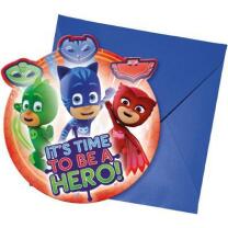 PJ Masks Pyjamahelden Einladungen mit Umschlag, 6 Stück