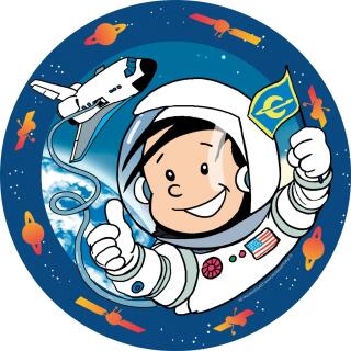 52-teiliges Party-Set Astronaut Flo - Teller Becher Servietten für 16 Kinder