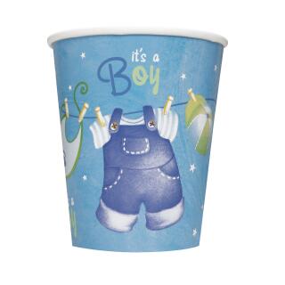 Baby Party -  Babystrampler Junge  -  Becher, Pappbecher, 0,25 l, 8 Stück