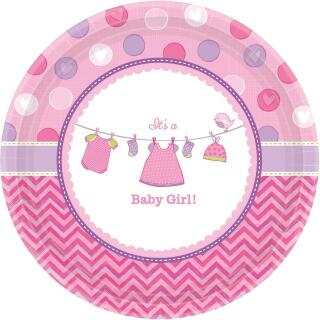 32-teiliges Party Set Baby Shower With Love - Girl - Teller, Becher, Servietten für 8 Personen